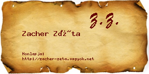 Zacher Zéta névjegykártya